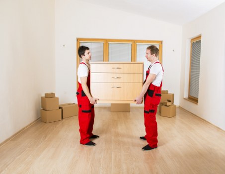 Office furniture and equipment prepared for a local commercial move